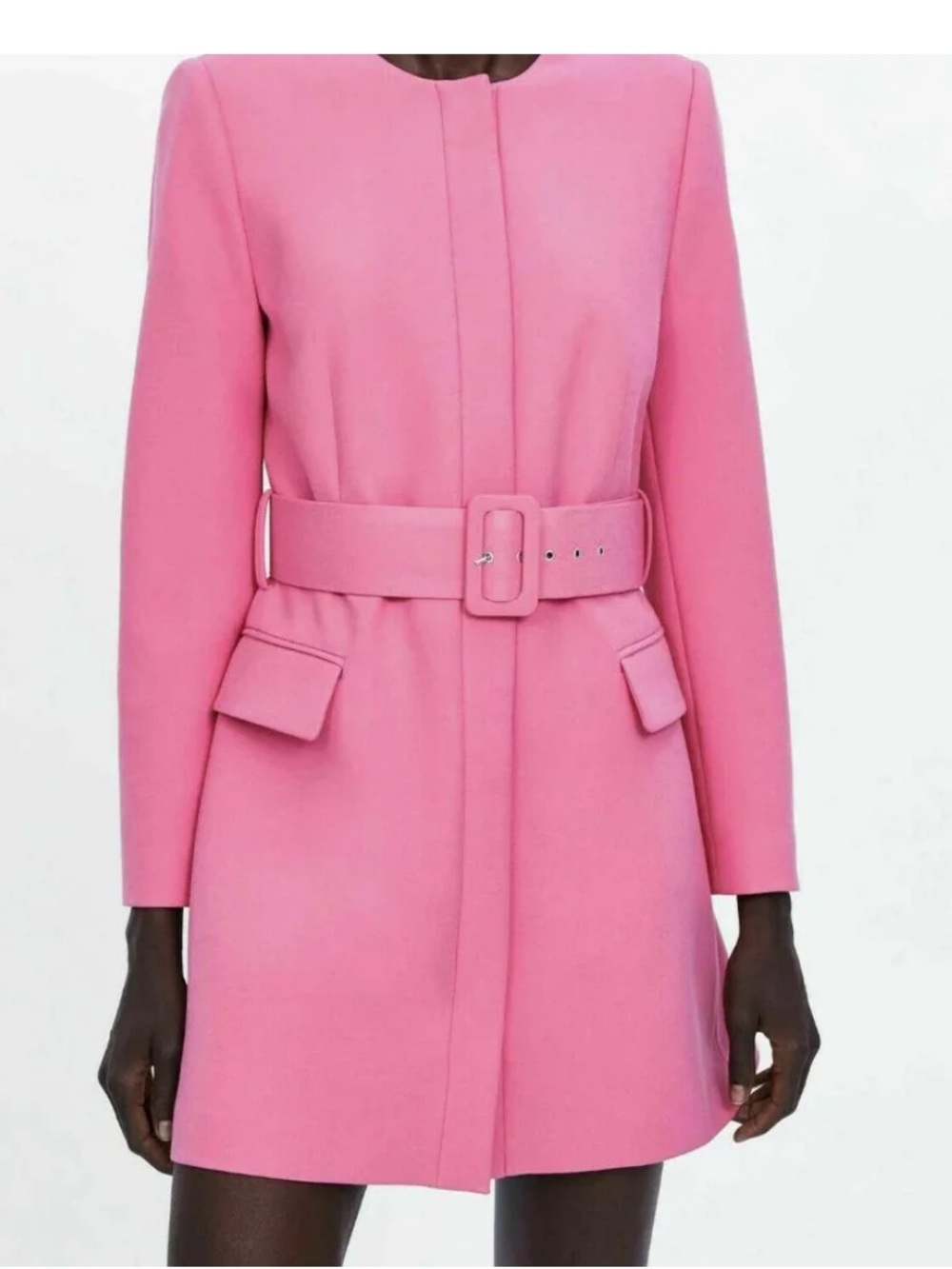 ZARA | Pink Belted Frock Coat